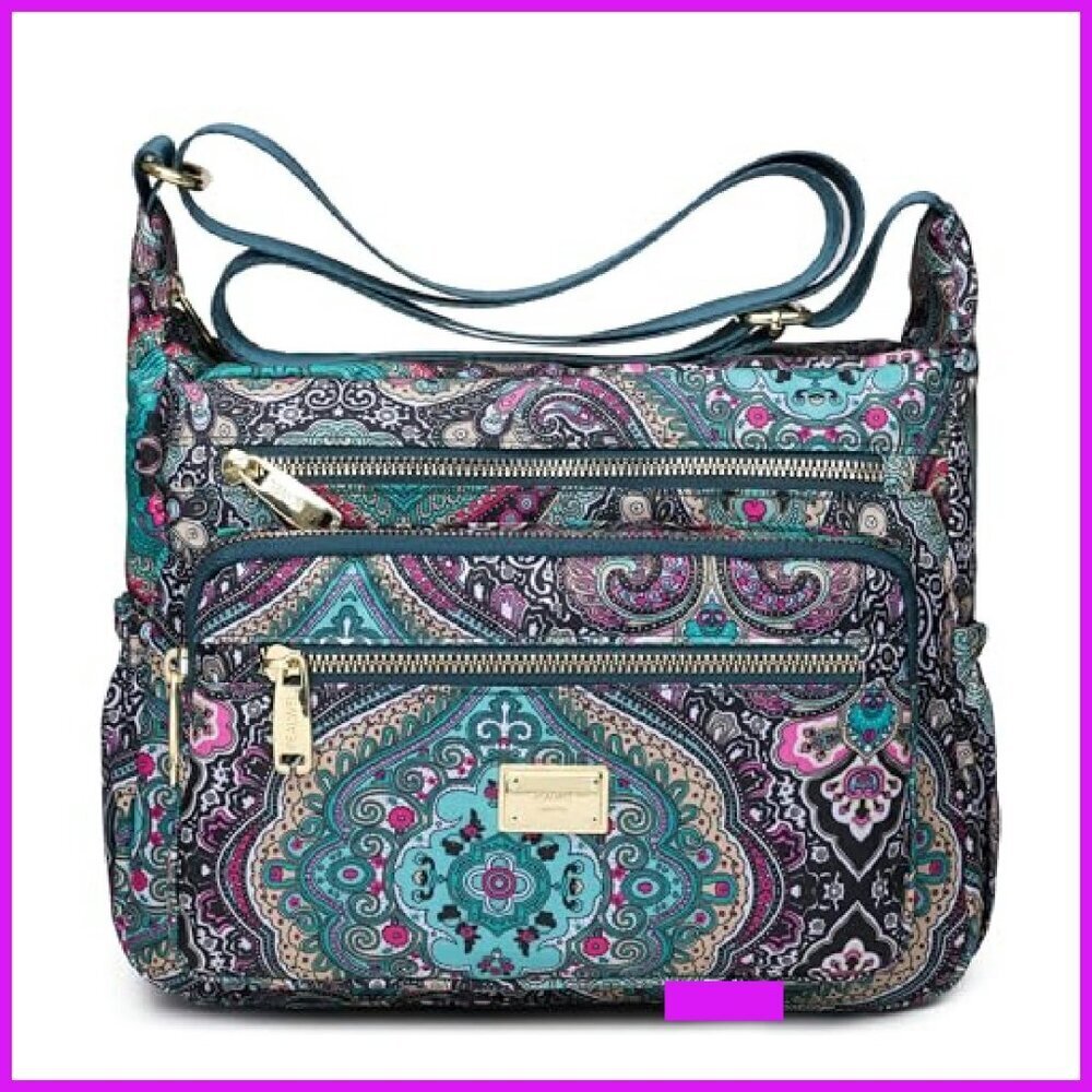 Lightweight Nylon Tote Crossbody Satchel Multiple Pockets Anti-Theft Design - Picture 2 of 8